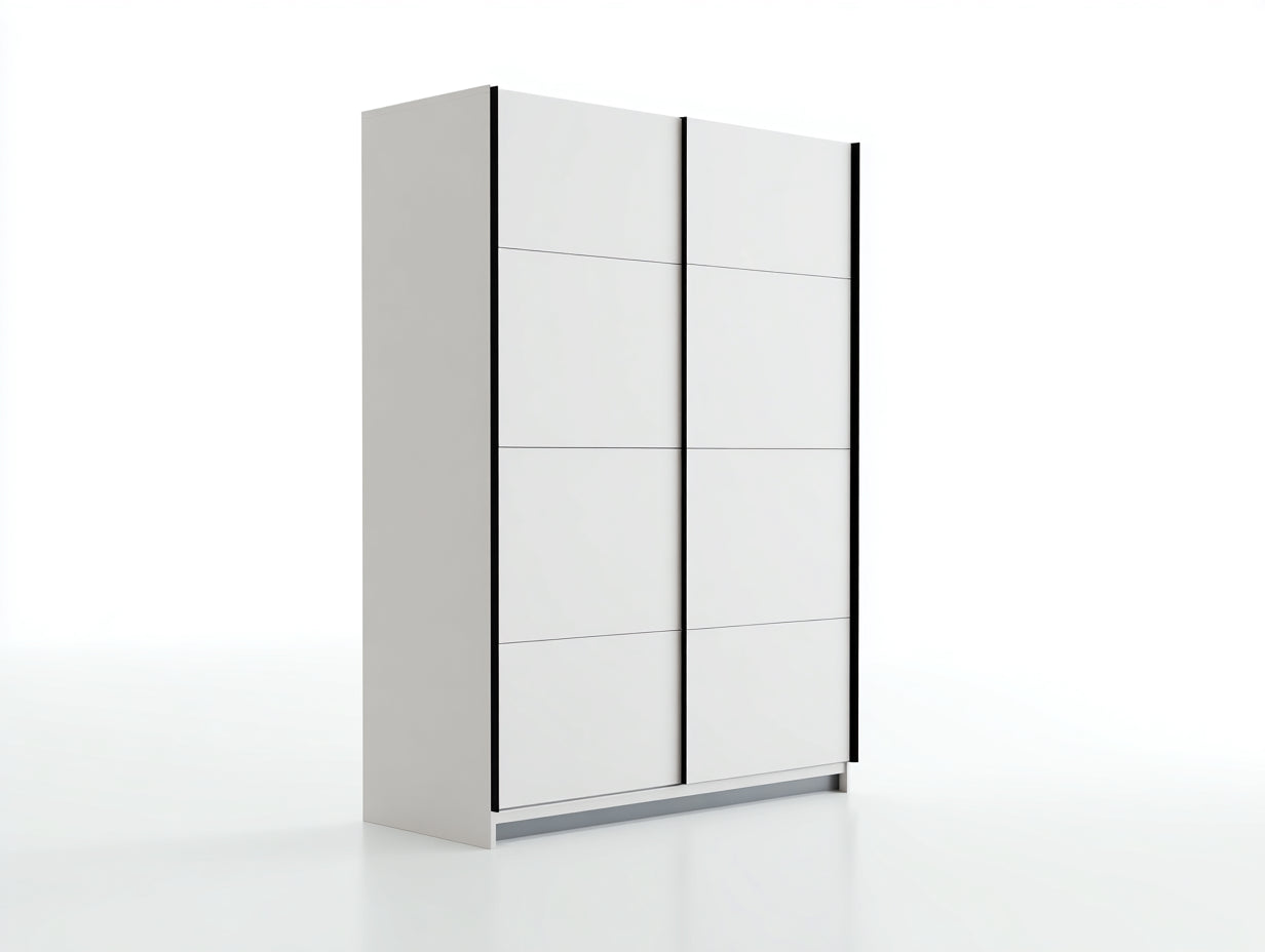 Armadio - MDF - 195x58x205 cm - Bianco-Nero-Grigio - stile moderno minimalista
