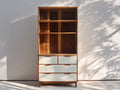 Librerie-legno ingegnerizzato-95x40x188 cm-bianco-noce-moderno minimalista