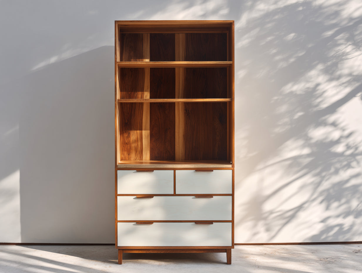 Librerie-legno ingegnerizzato-95x40x188 cm-bianco-noce-moderno minimalista