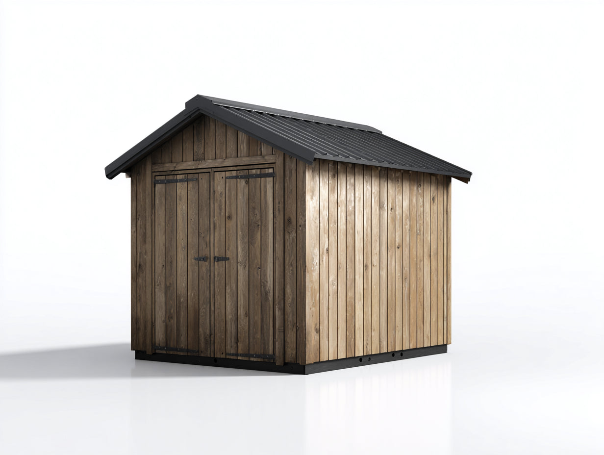 Casetta da giardino-Legno-260x200x235 cm-Nero-Legno naturale-Stile moderno rustico