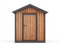 Casetta da giardino-Legno-220x160x210 cm-Nero-Legno naturale-Stile moderno essenziale