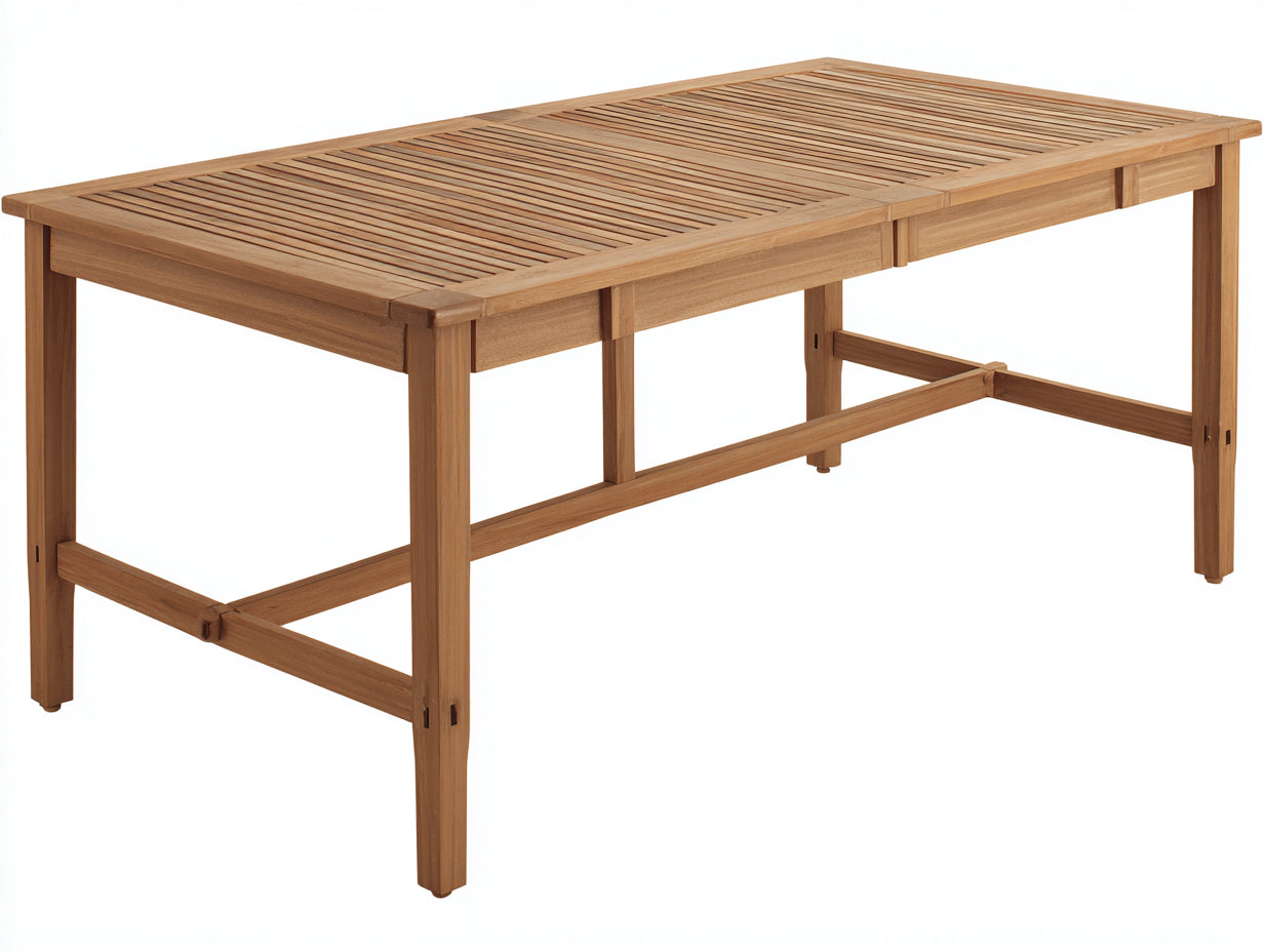 Tavolo da giardino-Legno massello-160x90x75 cm-legno teak naturale-stile moderno lineare
