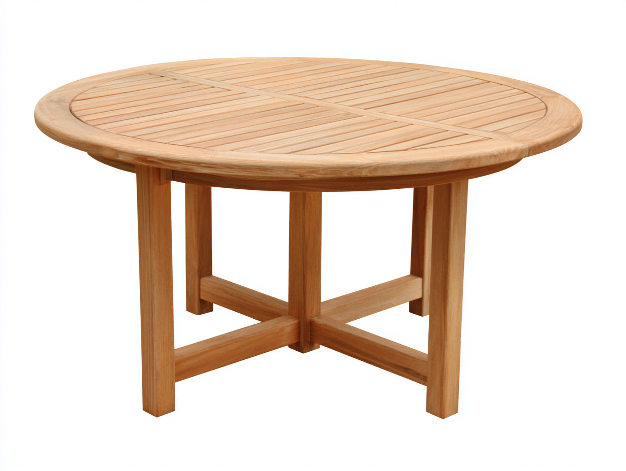 Tavolo da giardino-Legno massello-120x120x74 cm-Naturale Chiaro-Stile rustico funzionale