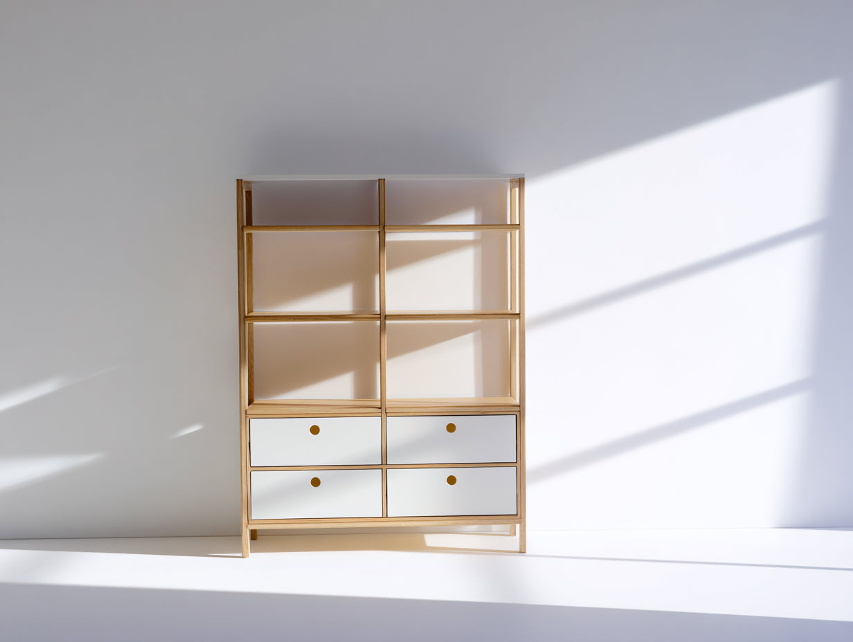 Librerie-legno ingegnerizzato-100x40x180 cm-bianco-rovere naturale-scandinavo moderno