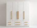 Armadio - MDF - 201x63x218 cm - Bianco-Oro - stile moderno elegante