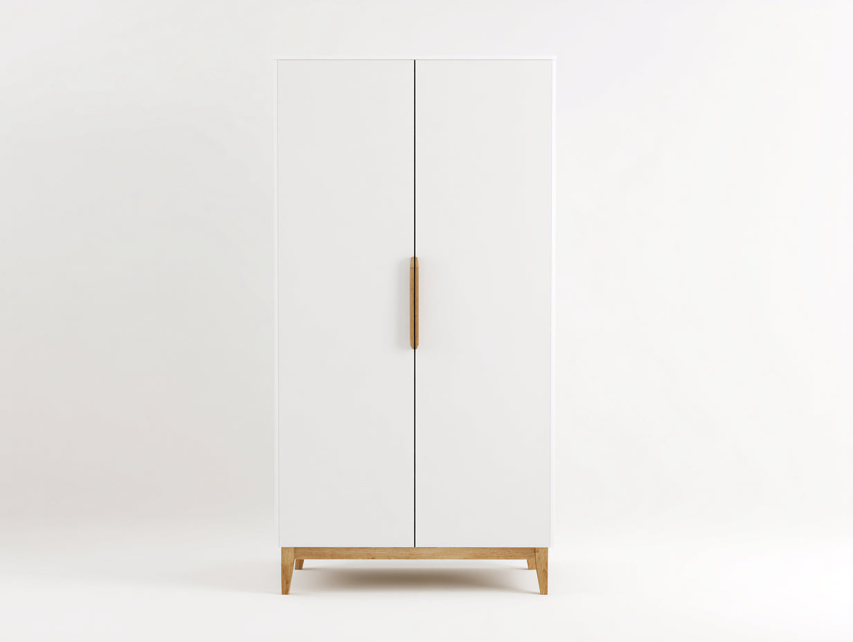 Armadio - MDF-Legno - 96x58x200 cm - Bianco-Legno - stile moderno scandinavo