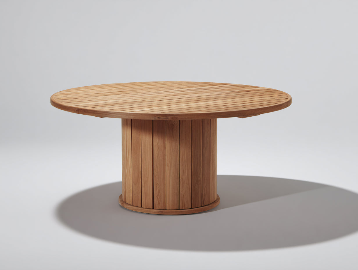 Tavolo da giardino-Legno teak-120x120x75 cm-legno teak naturale-stile elegante moderno