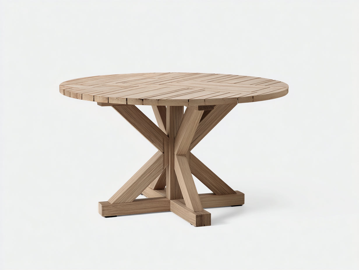 Tavolo da giardino-Legno massello-130x130x75 cm-legno naturale chiaro-stile scandinavo contemporaneo