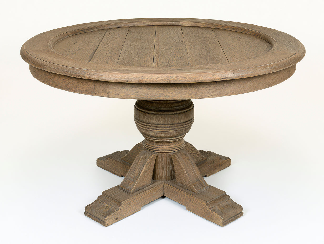 Tavolo da giardino-Legno massello-120x120x75 cm-legno naturale invecchiato-stile classico rustico