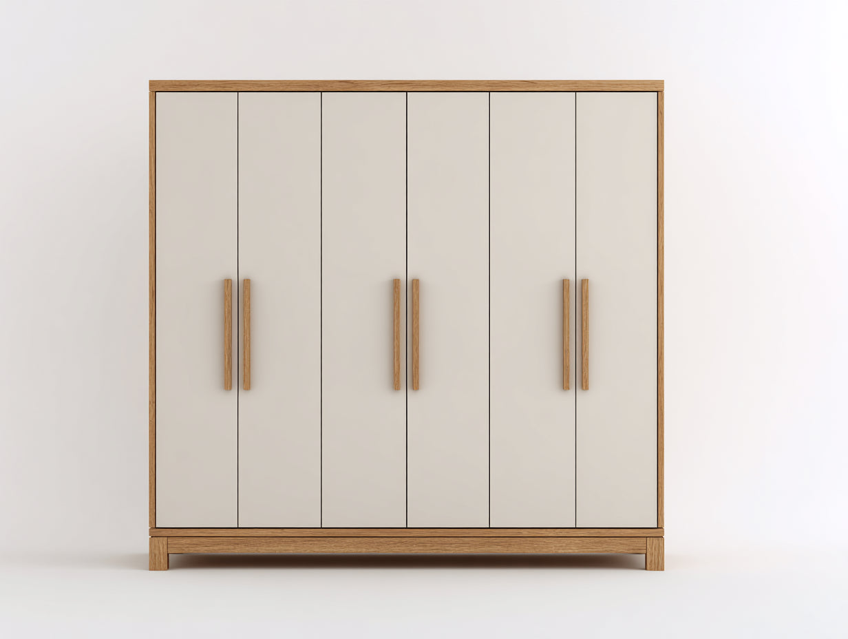 Armadio - MDF-Legno - 240x62x215 cm - Rovere naturale-Beige chiaro - stile moderno elegante