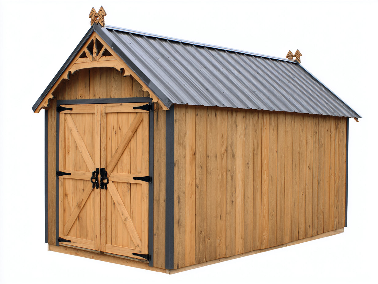 Casetta da giardino-Legno-300x220x240 cm-Nero-Legno naturale-Stile rustico decorativo
