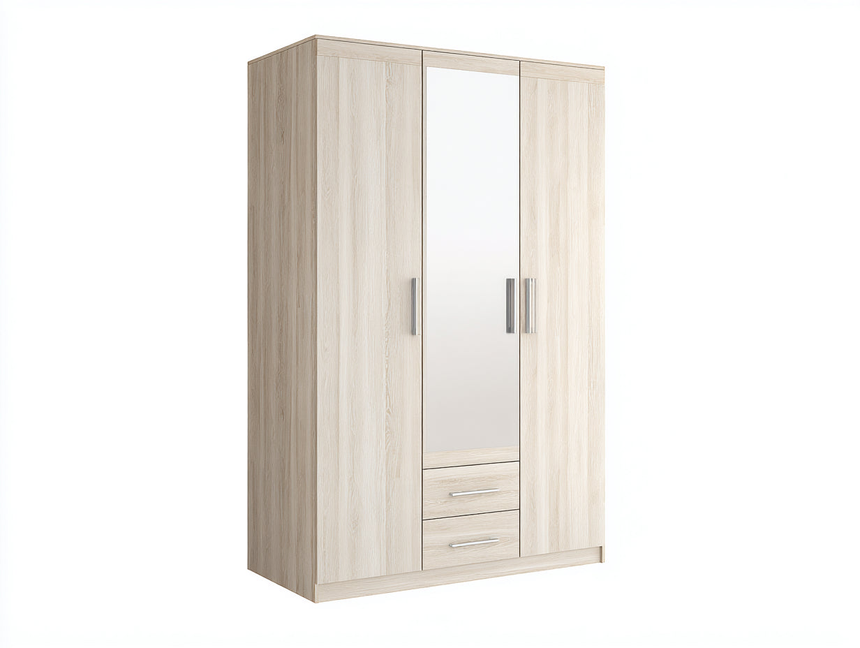 Armadio - MDF-Vetro specchiato - 140x60x200 cm - Rovere chiaro - stile moderno elegante