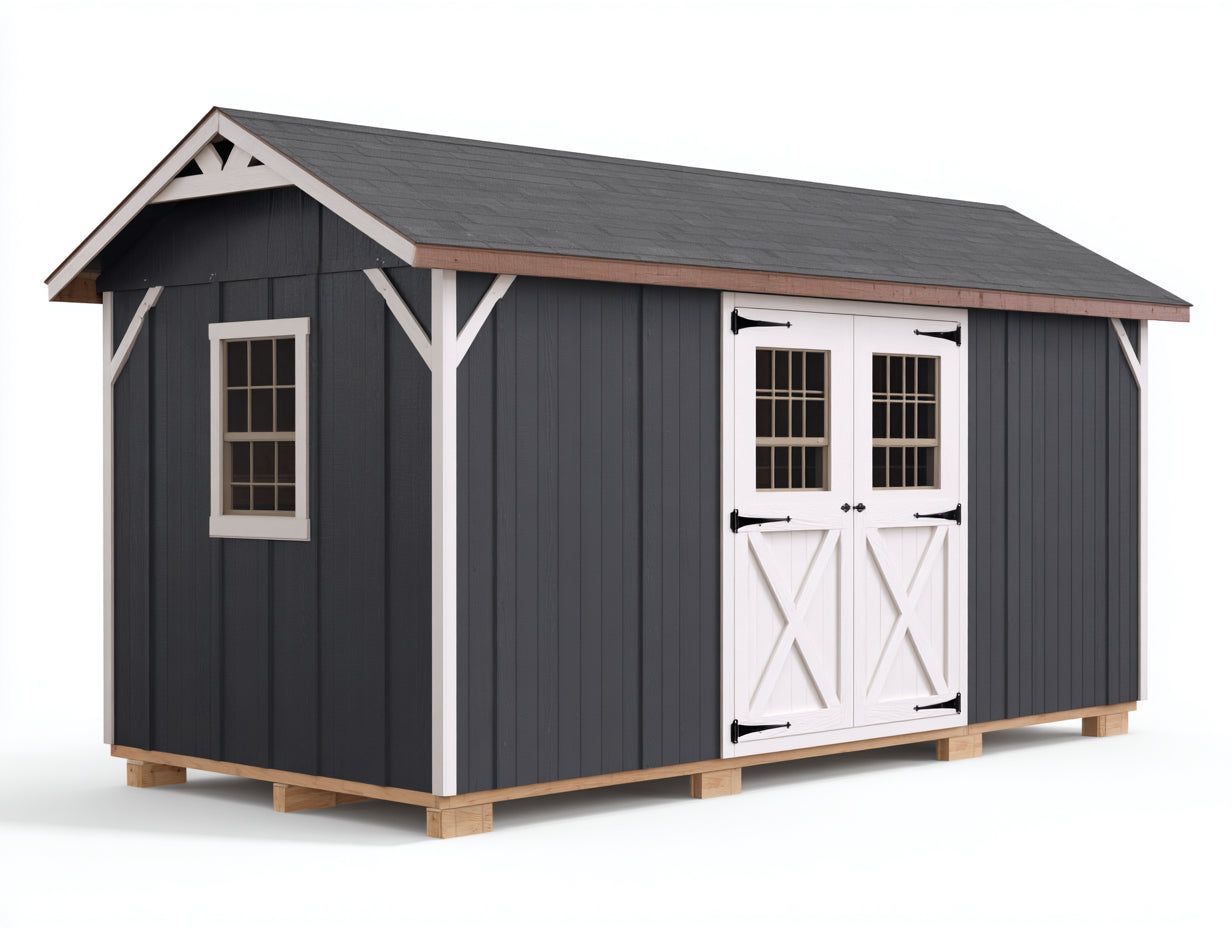 Casetta da giardino-Legno-280x200x230 cm-Grigio-Bianco-Stile essenziale moderno