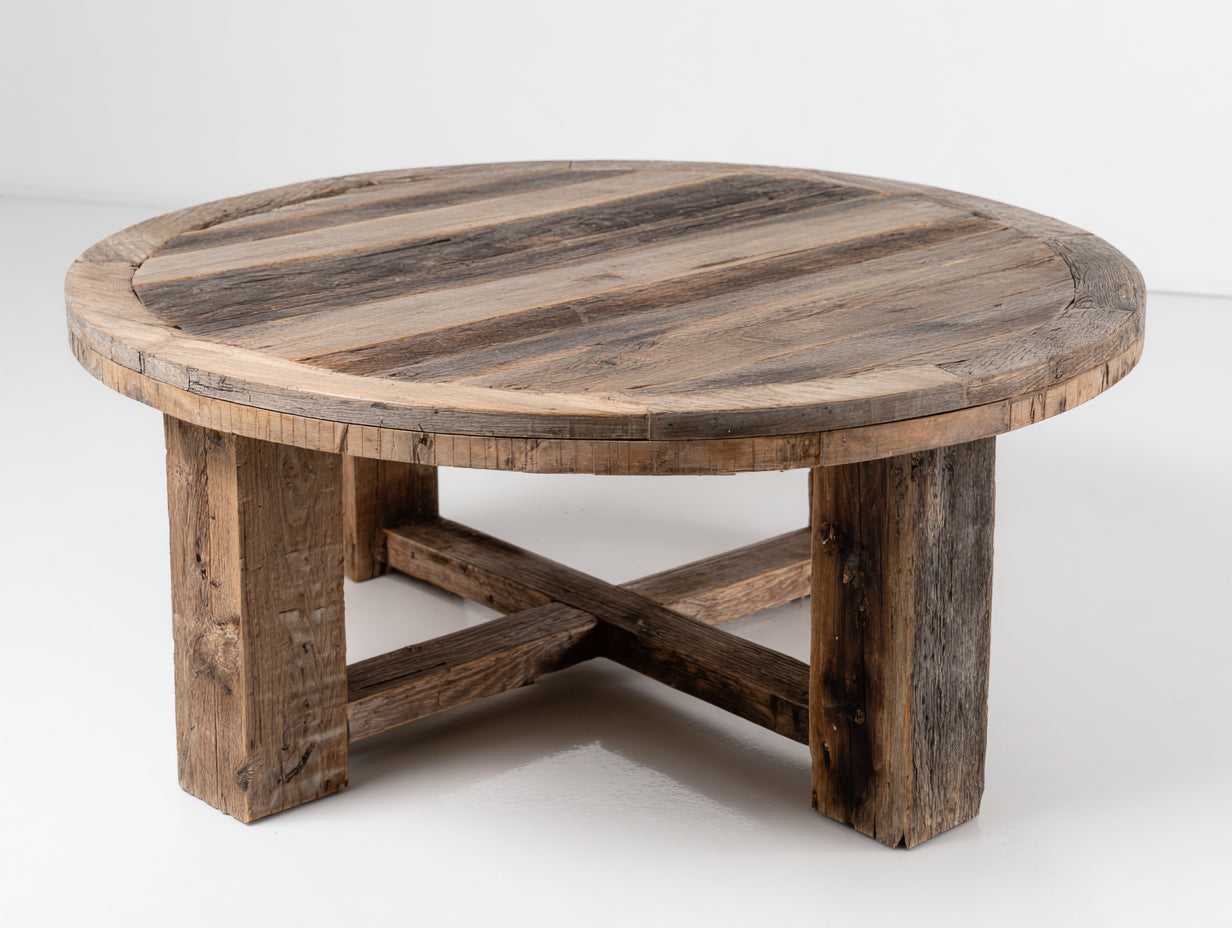 Tavolo da giardino-Legno riciclato-110x110x76 cm-marrone rustico-stile industriale vintage