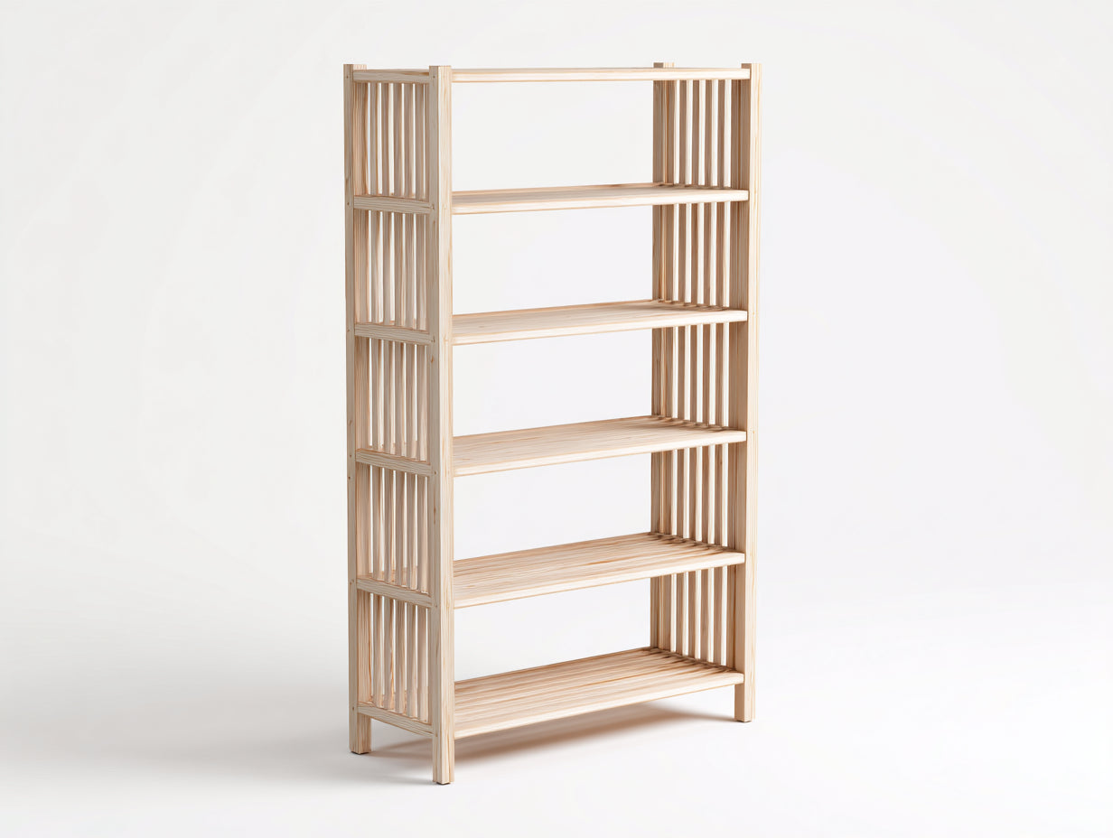 Librerie-legno ingegnerizzato-95x30x180 cm-legno naturale-scandinavo moderno