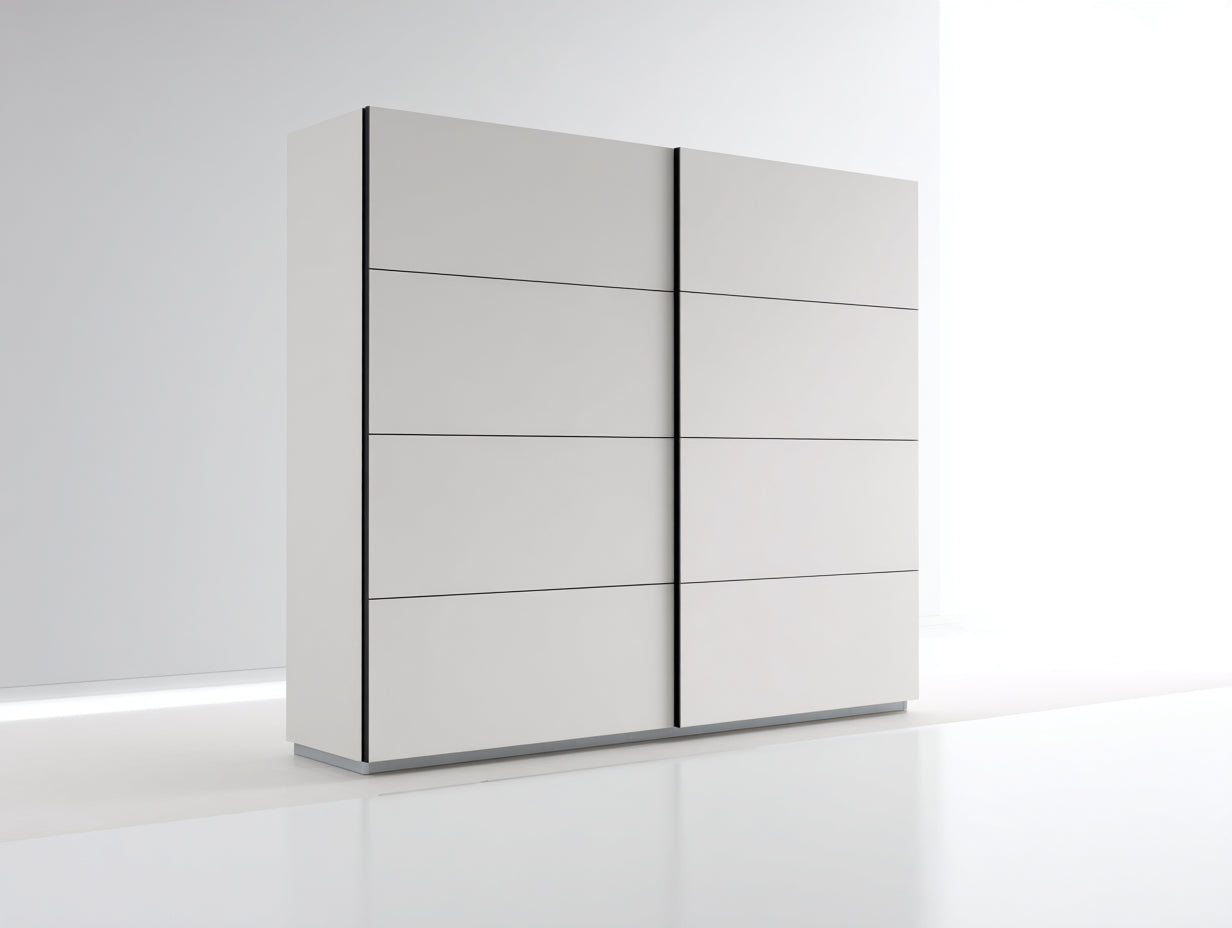 Armadio - MDF - 200x60x210 cm - Bianco-Grigio - moderno stile minimalista