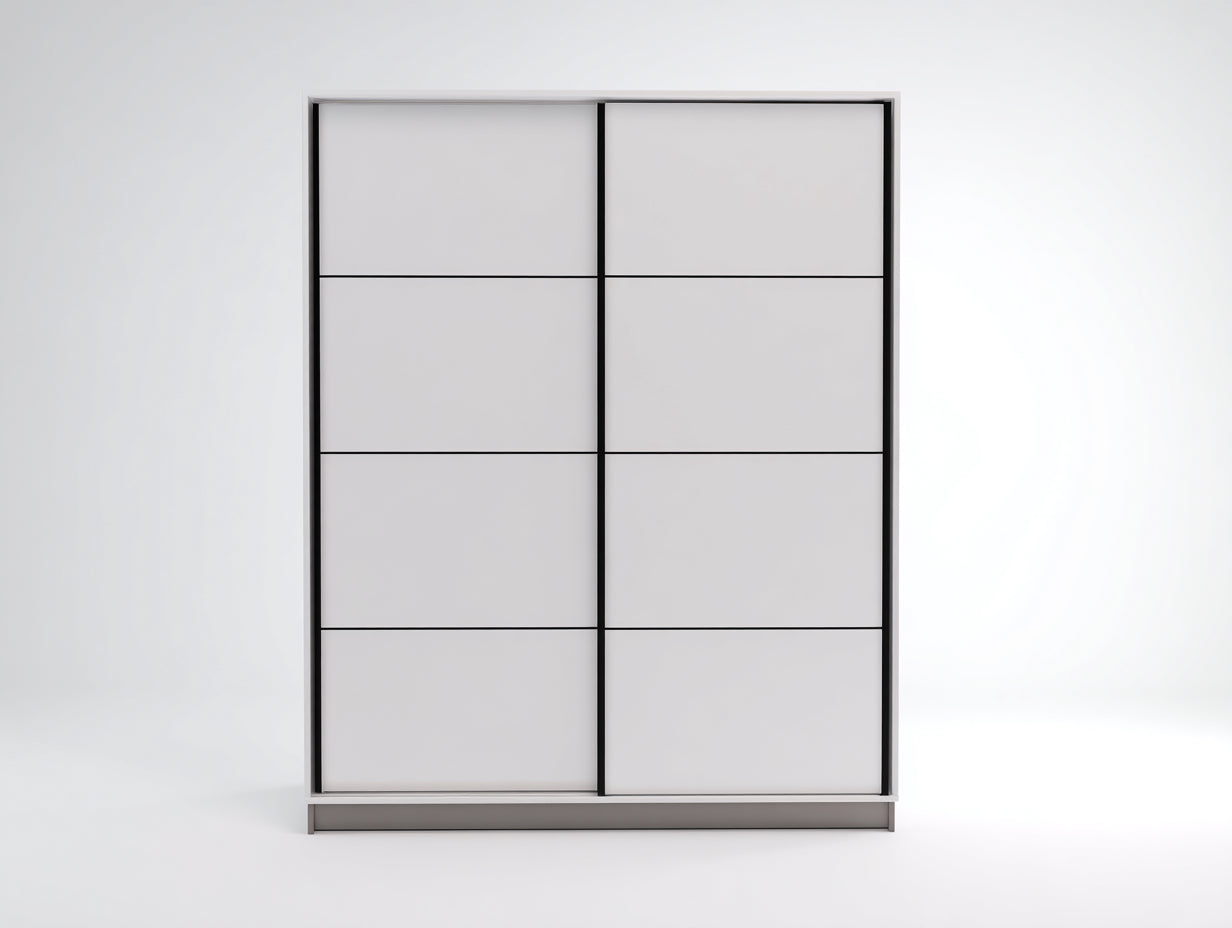 Armadio - MDF - 200x60x200 cm - Bianco-Nero - stile moderno minimalista