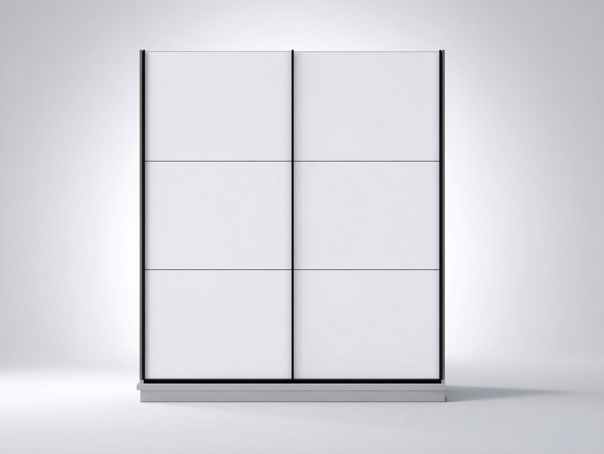 Armadio - MDF - 198x62x201 cm - Bianco-Nero - stile moderno minimalista