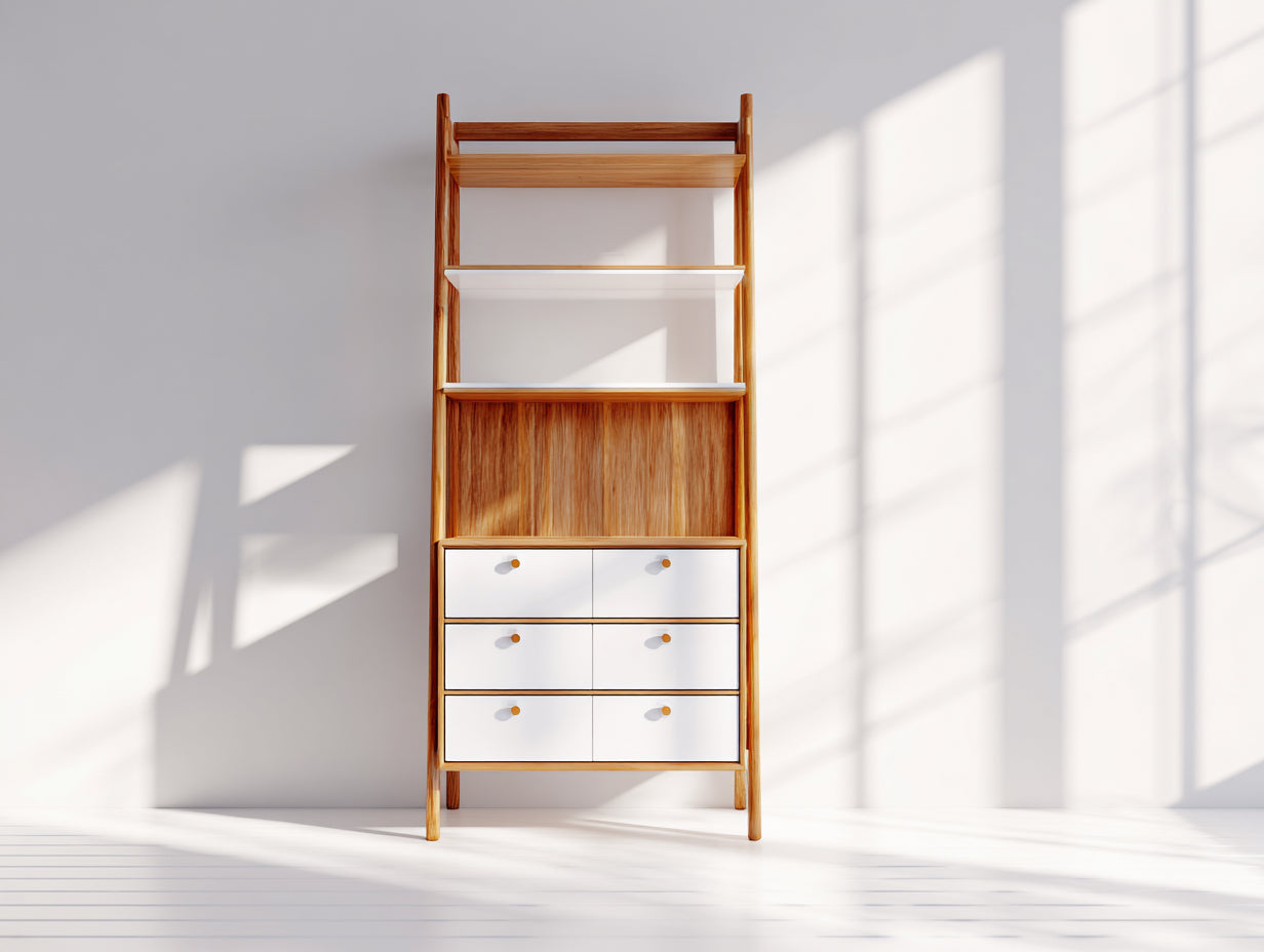 Librerie-legno ingegnerizzato-92x40x185 cm-bianco-rovere naturale-scandinavo moderno